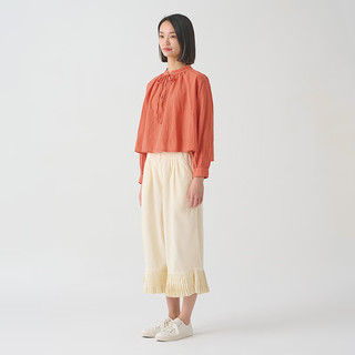 無印良品 MUJI 無印良品  IDEE 女式 强捻长袖衬衫女士衬衣内搭春秋GAD04C4S 红色 M （155/80A）