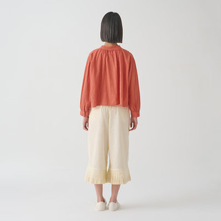 無印良品 MUJI 無印良品  IDEE 女式 强捻长袖衬衫女士衬衣内搭春秋GAD04C4S 红色 M （155/80A）