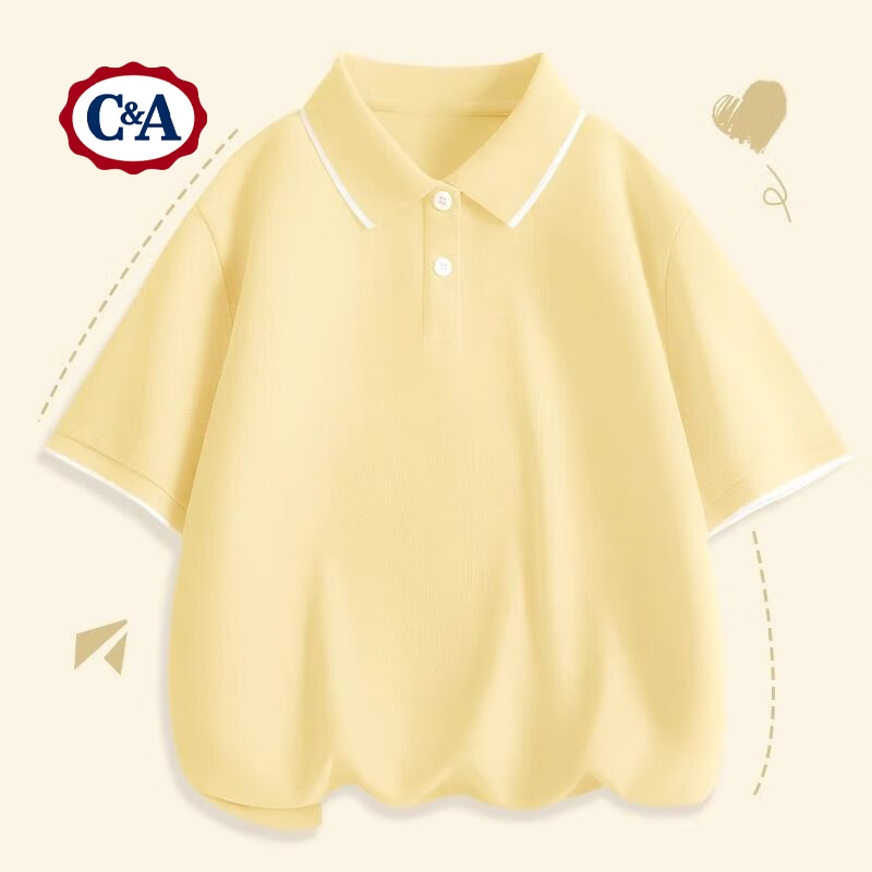 C&Apolo衫t恤女正肩短袖2025新款夏季速干体恤衫polo领上衣 白