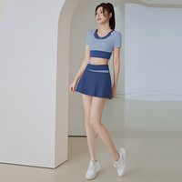 徽昂运动套装女瑜伽服跑步健身服速干衣含胸垫t恤假两件短袖短裙