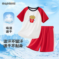 MQDMINI童装儿童速干套装男童运动T恤裤子2025宝宝夏季衣服 尖尖恐龙-短袖套4黄色 130