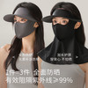 遮全脸防晒口罩女夏季全脸防紫外线带帽沿一体护颈脸基尼透气面罩 黑色【帽子+面纱】【帽子口罩可以拆卸】