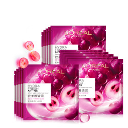 L'OREAL PARIS 巴黎欧莱雅 欧莱雅葡萄籽鲜粹面膜 清润补水 长效保湿 生日礼物送女友送老婆 鲜粹面膜15片