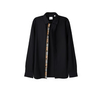 BURBERRY/博柏利男款长袖衬衫T恤翻领纯色棉质单排扣上衣