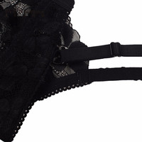 夏娃的诱惑绽放组女士内衣女套装性感蕾丝文胸薄款上托聚拢收副乳防下垂胸罩 黑色 75C 34/75C