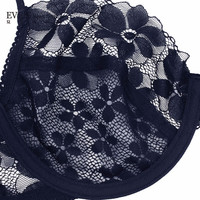 夏娃的诱惑绽放组女士内衣女套装性感蕾丝文胸薄款上托聚拢收副乳防下垂胸罩 藏蓝色 85D 38/85D