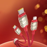 倍思 蛇年生肖快充充电线三合一数据线