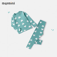 MQDMINI童装儿童睡衣男童家居服套装春秋中小童秋衣秋裤宝宝衣服 MQD米色小熊豆绿 90