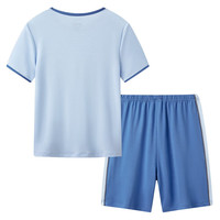 三枪童装新款凉感木代尔防螨抑菌男童女童吸湿排汗圆领家居服 短袖短裤天蓝 110