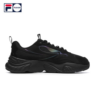 FILA FUSION斐乐潮牌海螺鞋CONCH男鞋运动鞋反光跑步鞋 黑/银灰色-BS 40