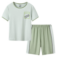 三枪童装凉感木代尔防螨抑菌男童女童吸湿排汗圆领家居服 短袖短裤青绿 150