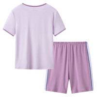 三枪童装凉感木代尔防螨抑菌男童女童吸湿排汗圆领家居服 短袖短裤淡紫 170