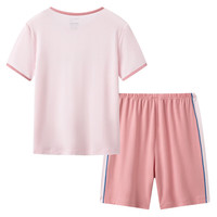 三枪童装凉感木代尔防螨抑菌男童女童吸湿排汗圆领家居服 短袖短裤浅粉红 120