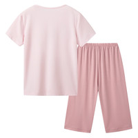 三枪童装凉感木代尔防螨抑菌男童女童吸湿排汗圆领家居服 短袖中裤浅粉红 120