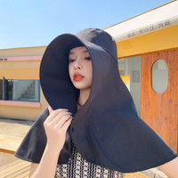 FOURDATRY防晒遮阳帽女夏季大帽檐遮脸帽子面罩护颈一体骑行开车出游太阳帽 粉色 56-58cm