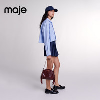 Maje2024秋冬款女装时尚气质美拉蓝条纹百褶裙裤短裤MFPSH00570 深蓝色 T42