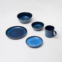 無印良品 MUJI 窑变釉浅盘 餐盘 直径205mm 蓝色 家用