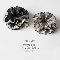 川野法式大号双层发圈温柔复古高级感碎花肠圈布艺气质头绳女发饰