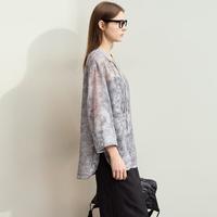 【中式国风】2024夏典雅中式国风盘扣衬衫女肌理提花衬衫