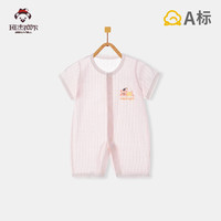 班杰威尔婴儿衣服夏季薄款纯棉婴儿连体衣短袖无骨哈衣清凉爬服空调衫 短袖音乐象 73cm