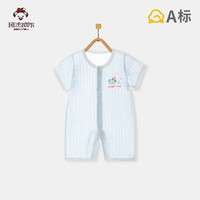 班杰威尔婴儿衣服夏季薄款纯棉婴儿连体衣短袖无骨哈衣清凉爬服空调衫 短袖蓝小象 73cm