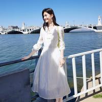 【国风新中式】春季女长袖连衣裙薄款中国风盘扣绣花