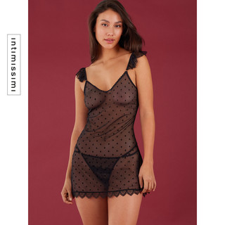 Intimissimi意舒漫女士性感蕾丝植绒波点透视睡裙LBD2550