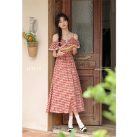 2025春夏吊带裙A字裙中长款收腰显瘦通勤百搭连衣裙