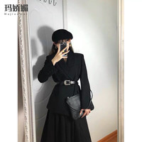 玛娇媚（Majiaomei）西装连衣裙套装女装2025年春秋通勤职业小西装收腰气质裙子女 裙子 S