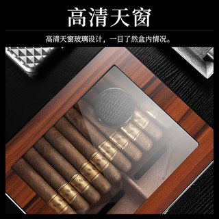 茄龙 （CIGARLOONG）雪茄保湿盒钢琴烤漆大容量双层雪松木古巴雪茄烟盒保湿柜盒 木纹大号双层