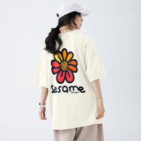 SESAME STREET短袖t恤男士2024凉感运动宽松圆领冰丝夏休闲男Y507杏色3XL 3XL (170-180斤)