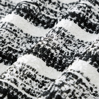 晚白【直降】气质小香风粗花呢通勤时尚百搭短外套女 条纹 XL