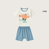 威尔贝鲁(WELLBER)儿童夏季凉感套装宝宝2024短袖衣服男童女童洋气时髦 小苹果 90