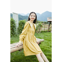樱桃小丸子联名唐狮早秋连衣裙领小个子衬衫裙