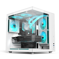 硕一鲲鹏CH2+台式机电脑ATX主机箱白色侧透曲面弯玻海景房小尺寸机箱壳游戏电竞240水冷散热 【直角玻璃】鲲鹏CH2 白