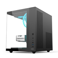 硕一鲲鹏CH2+台式机电脑ATX主机箱白色侧透曲面弯玻海景房小尺寸机箱壳游戏电竞240水冷散热 【直角玻璃】鲲鹏CH2 黑