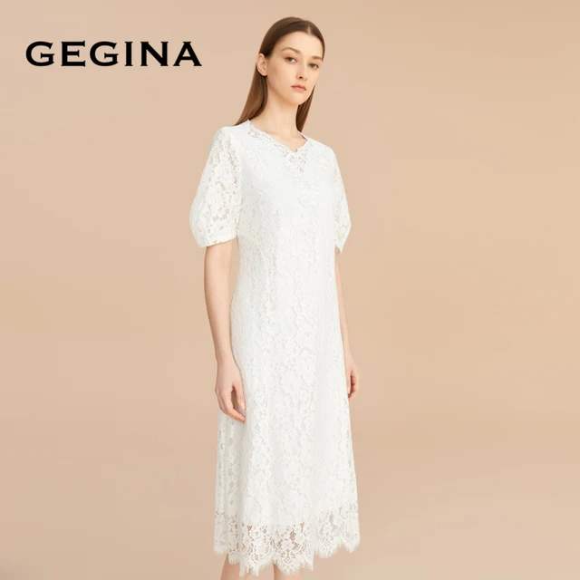 【蕾丝】GEGINA吉吉娜重工蕾丝连衣裙女中长款高档刺绣裙