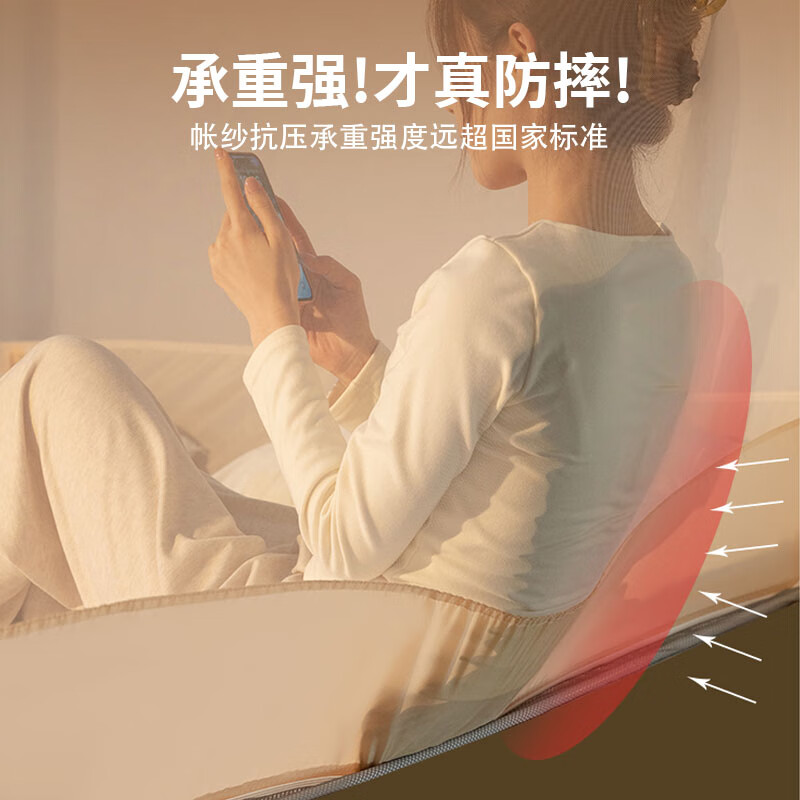 德双曼防摔蚊帐架1.8x2米免安装婴儿童家用卧室1.5x2米大床三开门蚊帐