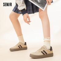 森马Semir休闲鞋女款2024春秋季鞋子女休闲百搭板鞋厚底鞋 黑色 39