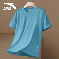 安踏（ANTA）短袖t恤男士夏季冰丝速干运动服休闲半袖圆领宽松跑步上衣男 A款云霄蓝（冰丝速干） XL /180 适合140-160斤