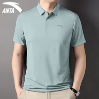 安踏（ANTA）短袖t恤男士夏季冰丝速干运动服休闲半袖圆领宽松跑步上衣男 E款青恒绿polo（冰丝速干） XL /180 适合140-160斤