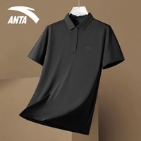 安踏（ANTA）短袖t恤男士夏季冰丝速干运动服休闲半袖圆领宽松跑步上衣男 F款基础黑polo（冰丝速干） 3XL /190 适合180-200斤