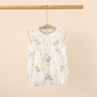 瑄妮薇夏季婴儿哈衣短袖花边飞飞袖连体衣百天公主爬服女宝宝薄款夏装千 可可杏兔 90cm