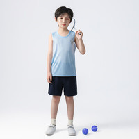 史努比儿童运动套装夏季2025年男童速干背心短裤两件套女童夏装衣服 【男童速干背心套装】浅蓝 120