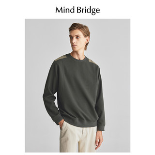 mind bridge2025春季男士圆领卫衣休闲上衣纯色长袖t恤 深灰色 180/XL