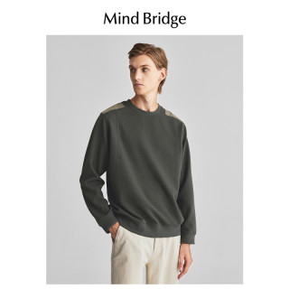 mind bridge2025春季男士圆领卫衣休闲上衣纯色长袖t恤 深灰色 180/XL