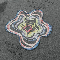 LAGOGO灰色修身花朵正肩T恤女士拉谷谷2025年夏季设计感短袖 深灰色 XL