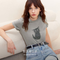 【萌宠T】ONLY2025夏季休闲可爱印花纯棉圆领短袖正肩T恤女 A43 奶油白色 155/76A/XS