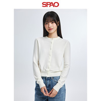 SPAO韩国同款2024年秋冬女士时尚易搭针织毛衣开衫SPCKE49W01 米黄色 165/88A/M