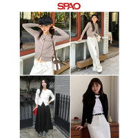 SPAO韩国同款2024年秋冬女士时尚易搭针织毛衣开衫SPCKE49W01 浅粉色 160/84A/S